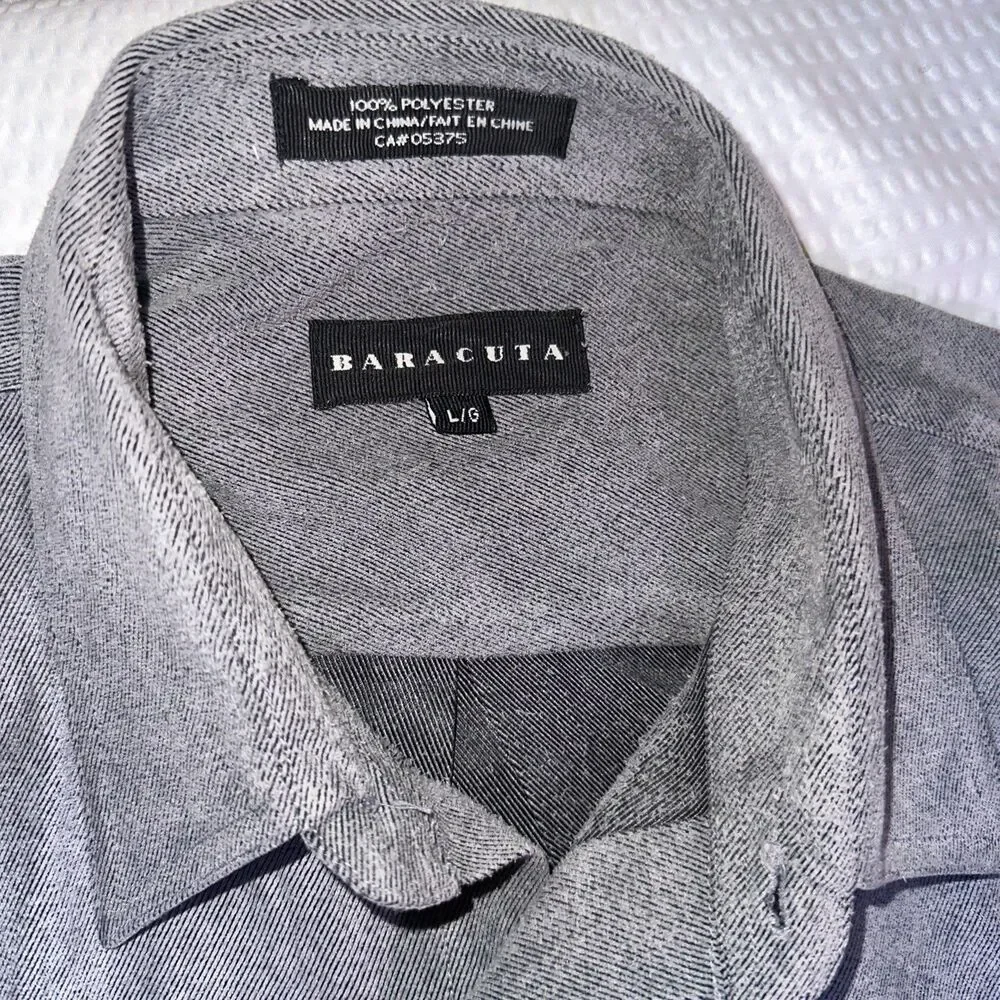 Baracuta Men’s 100% Soft Button Down Shirt Jacket Size Large Charcoal